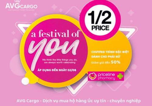 Bản tin sale -  Chương trình giảm giá đặc biệt dành cho phái nữ - “A Festival of You” của Priceline - cùng AVG Cargo mua hộ hàng Úc chính hãng giá rẻ