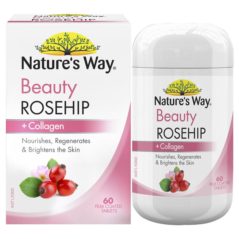 Natures Way Beauty Rosehip _Collagen 60 Tablets